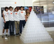 largest cup pyramid Ideal Schools students