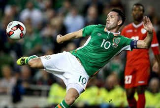  By scoring a goal at international level in 19 consecutive years, Robbie Keane has achieved a feat unparalleled in the history of football. Ireland's Robbie Keane scores Ireland's second goal against Oman.