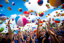 most beach balls in the air by at Legoland Water Park Florida