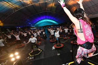 375 participants bounced to a new World Records for Most People on Trampolines at Fitness Marathon 2017 at The Lawn @ Marina Bay. The Fitness Marathon and trampoline record-breaking session were organised by the Geylang Serai Community Sports Club to encourage healthy living.