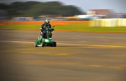  Two Isle of Man mechanics have set a new world record for the worlds fastest mobility scooter. David Anderson and Matt Hine from Anderson's Body Shop, Ballasalla, built the vehicle in six months in an attempt to break the current of 82mph. Racing at Jurby Motordome they set a world record of 107.6mph.
